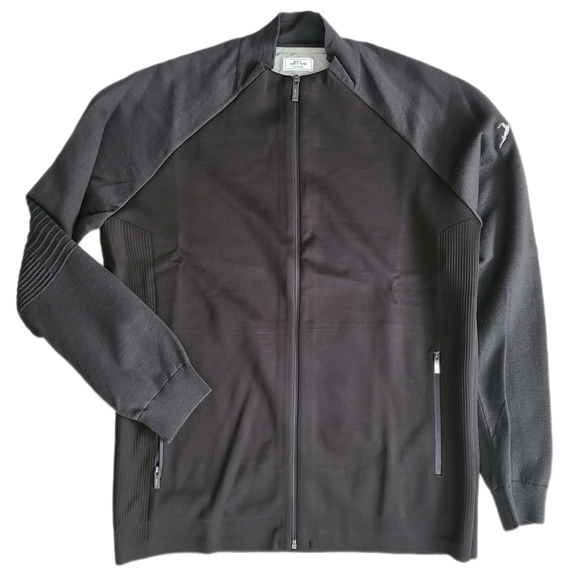 ADIDAS®ADI PURE 🏷️NWT Clean Bonded Sweater/Jacket Blk & Grey Full Zip LUXE M - Picture 2 of 14